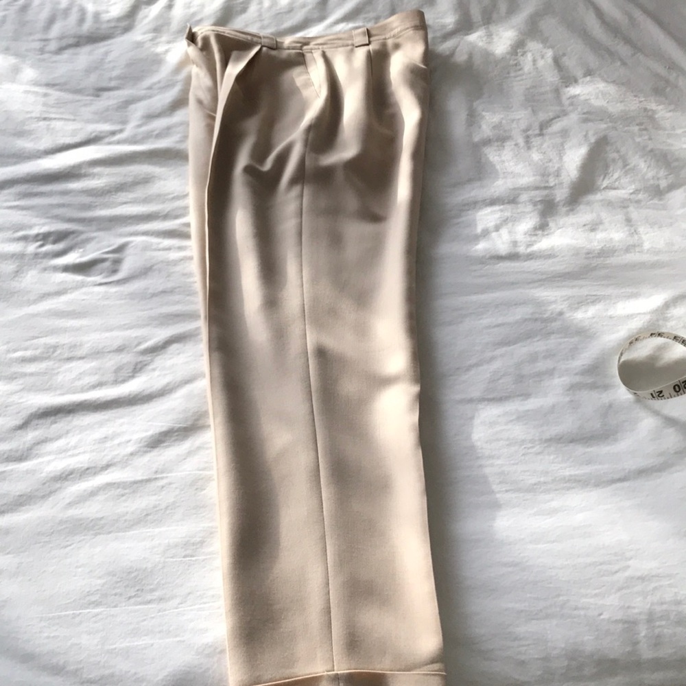 Louis Feraud beige straight leg trousers